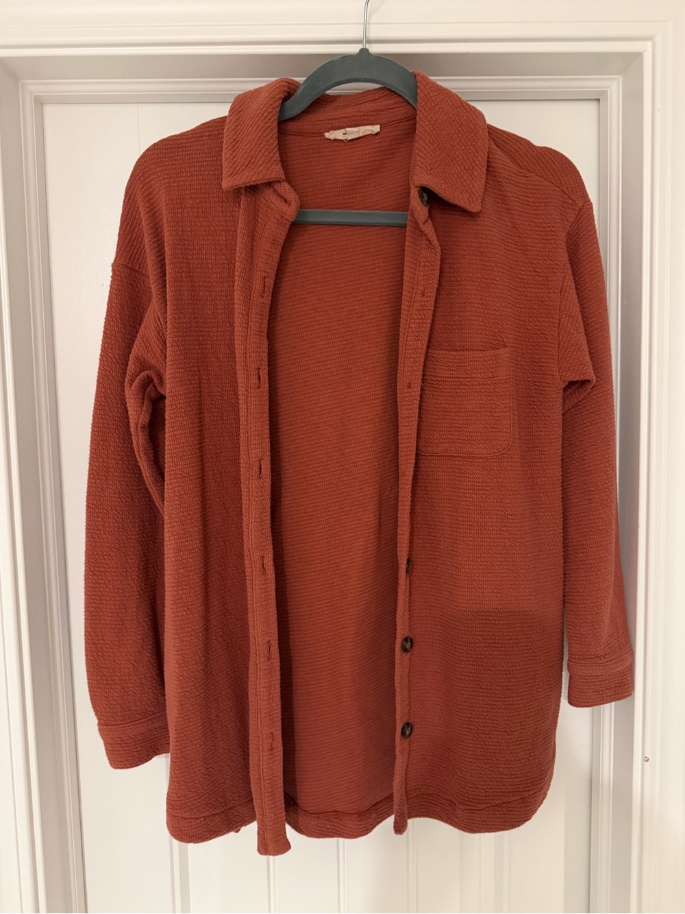 Madewell Textured Button-Up Jacket Shirt - Rust Size XXS